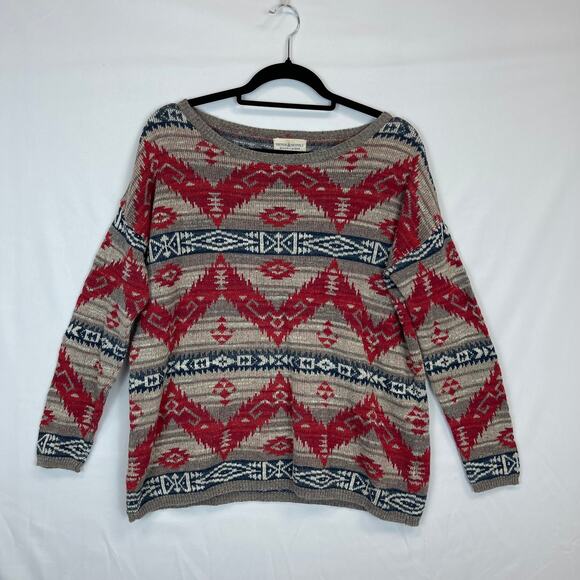Denim & Supply Sweater Women's Medium Crewneck Knit Aztec Print Ralph Lauren - Picture 4 of 4